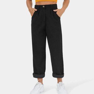 Halara Mid Rise Side Pocket Corduroy Casual Pants in Black Size M